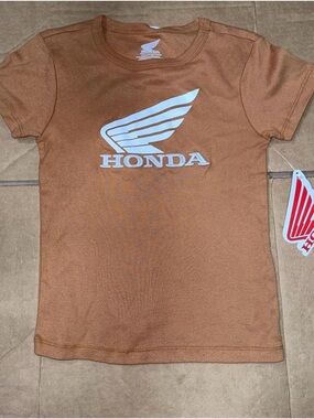 Honda Women's Crop Tee in Brown with White Logo